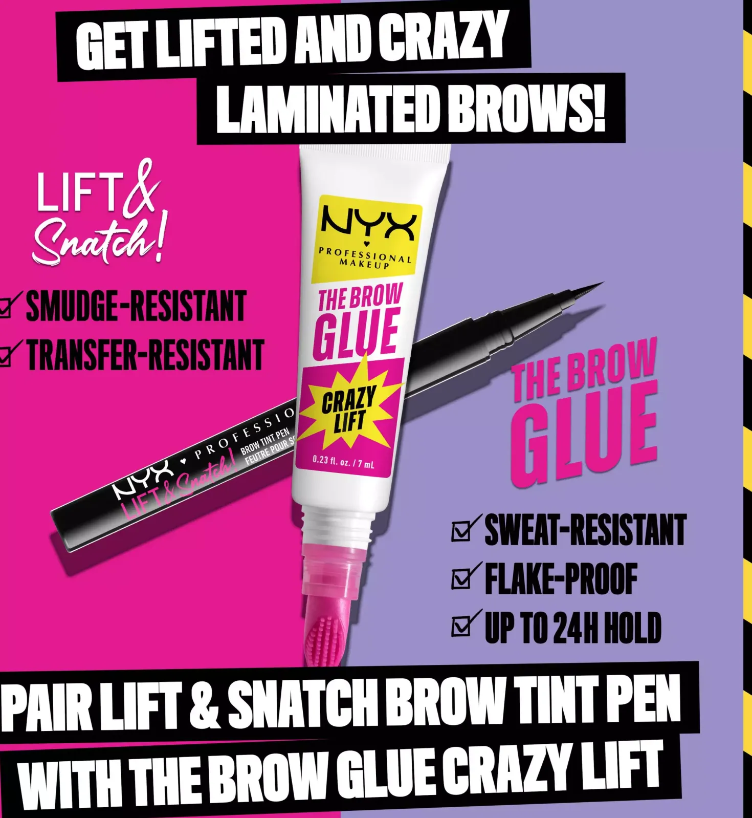 NYX PROFESSIONAL MAKEUP The Brow Glue Crazy Lift Lamination Gel 01 Transparent