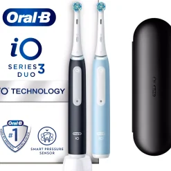 Oral B iO 3 Black & Blue Electric Toothbrushes Designed By Braun