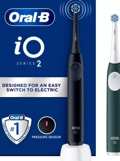 Oral B iO 2 Duo-pack Electric Toothbrushes Night Black & Forest Green