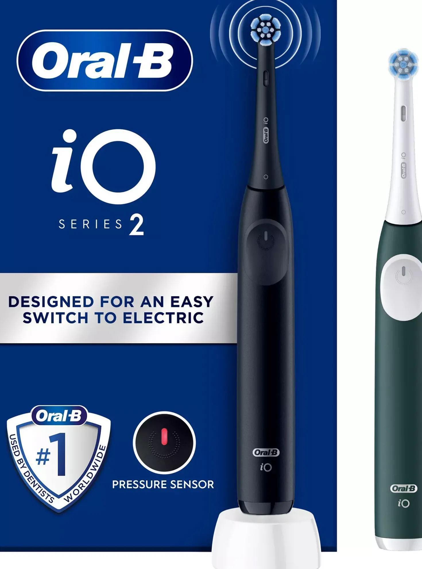 Oral B iO 2 Duo-pack Electric Toothbrushes Night Black & Forest Green