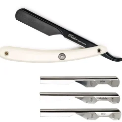 Parker Shaving PTAWK Adjustable Push w. 3 blade option White Handle Barber/Straight Razor