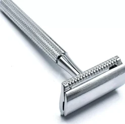 Parker Shaving 78R - Chrome - Unisex Textured Long Handle Three piece Safety Razor with new Parker head