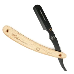 Parker Shaving SRPBA - Light Wood Handle Clip Type Black Blade Holder Barber/Straight Razor