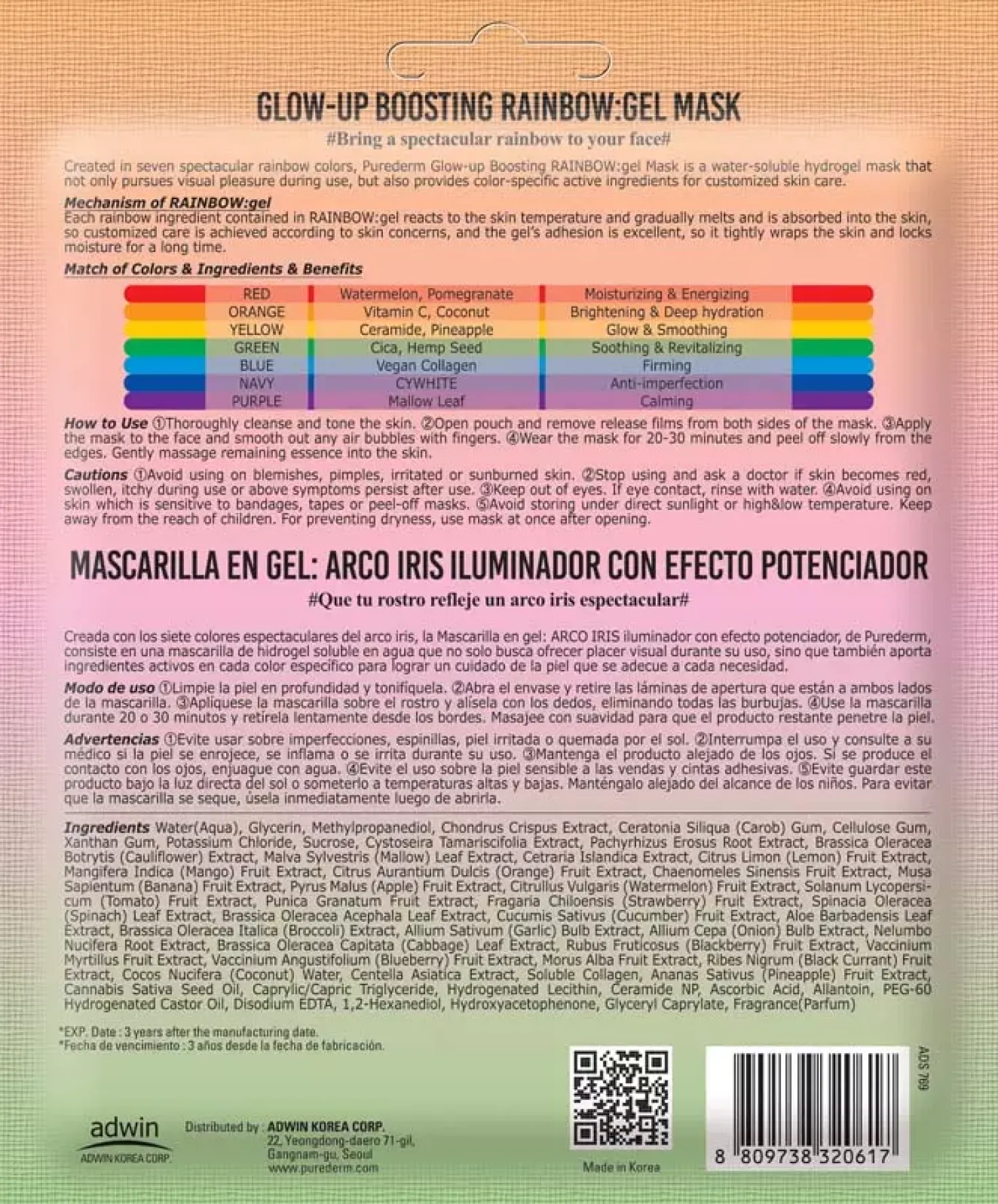 Purederm Glow Up Boosting RAINBOW:gel Eye Zone Mask 8 g