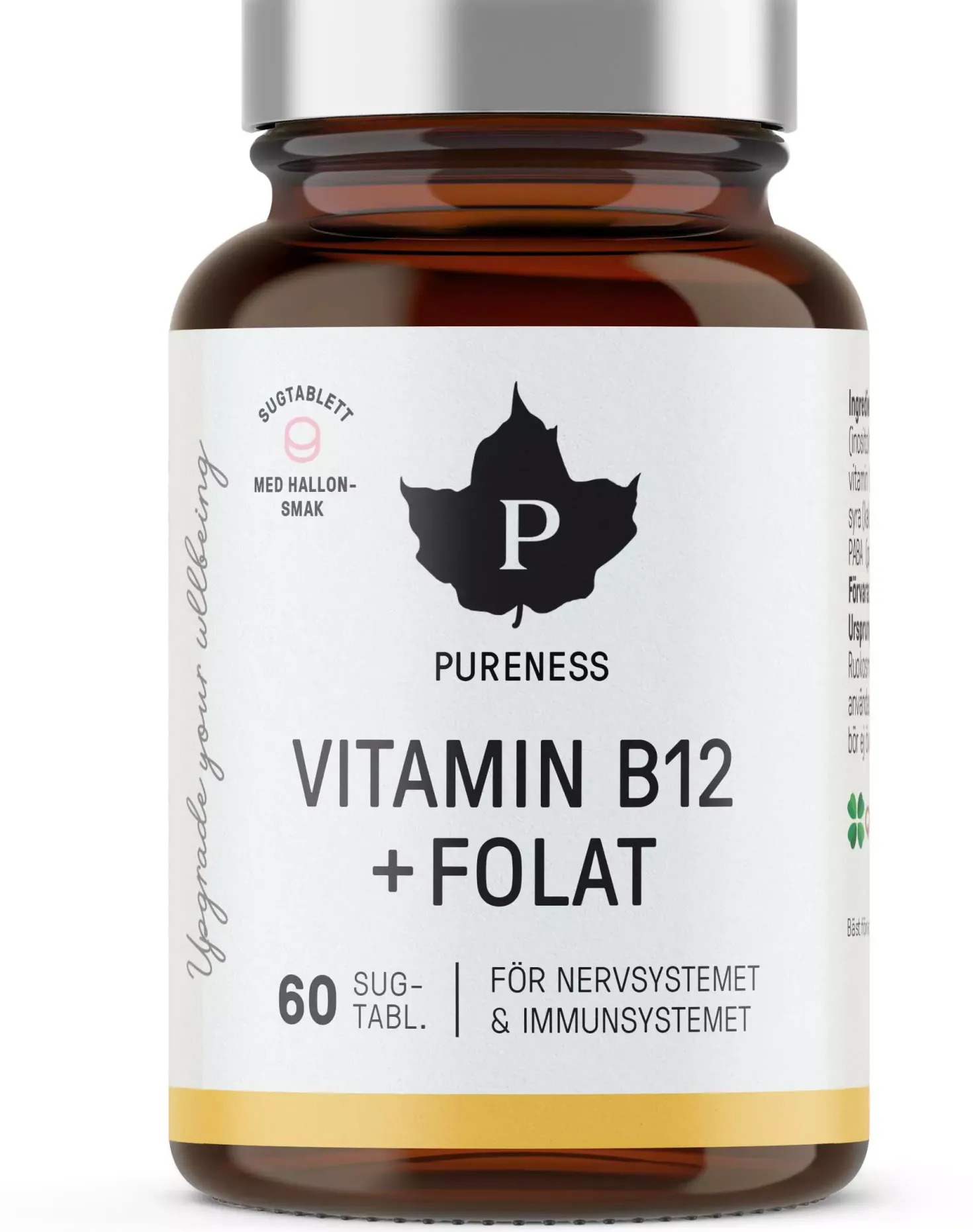 Pureness Vitamin B12 + Folat, Hallon 60 stk
