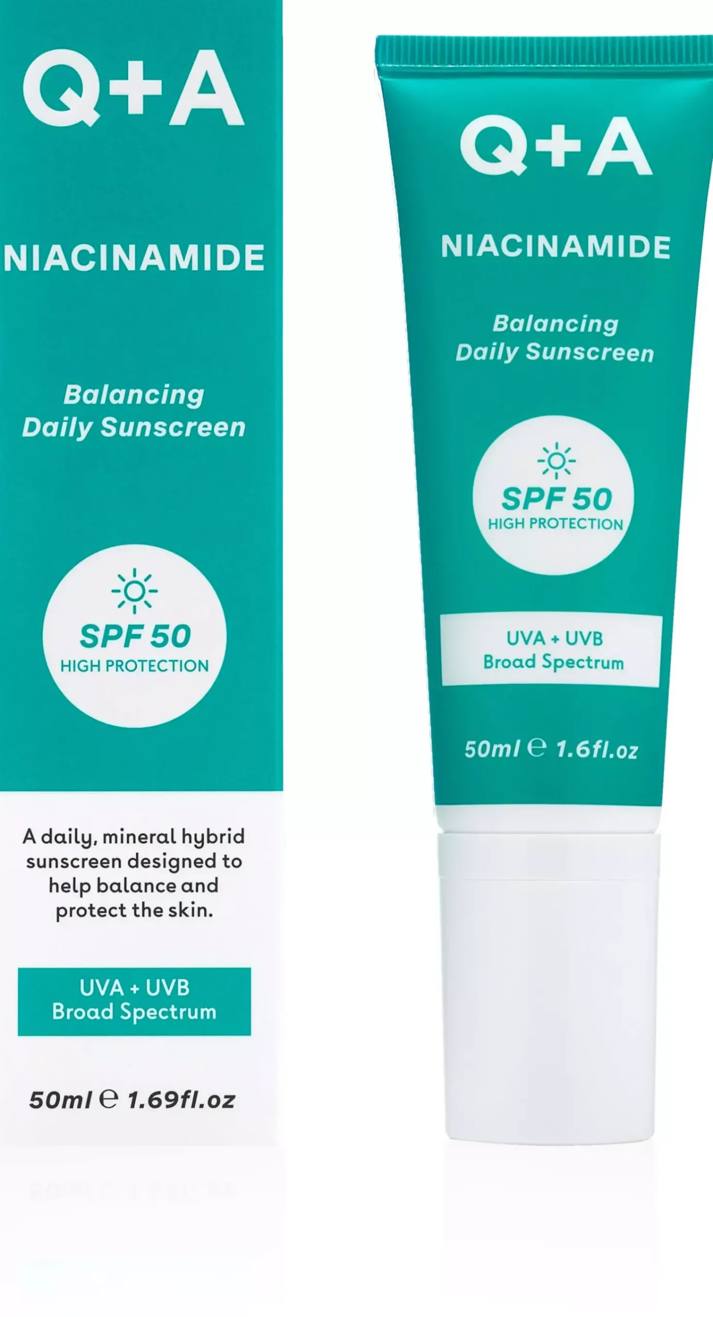 Q+A Niacinamide Balancing Face Sunscreen SPF 50 50 ml