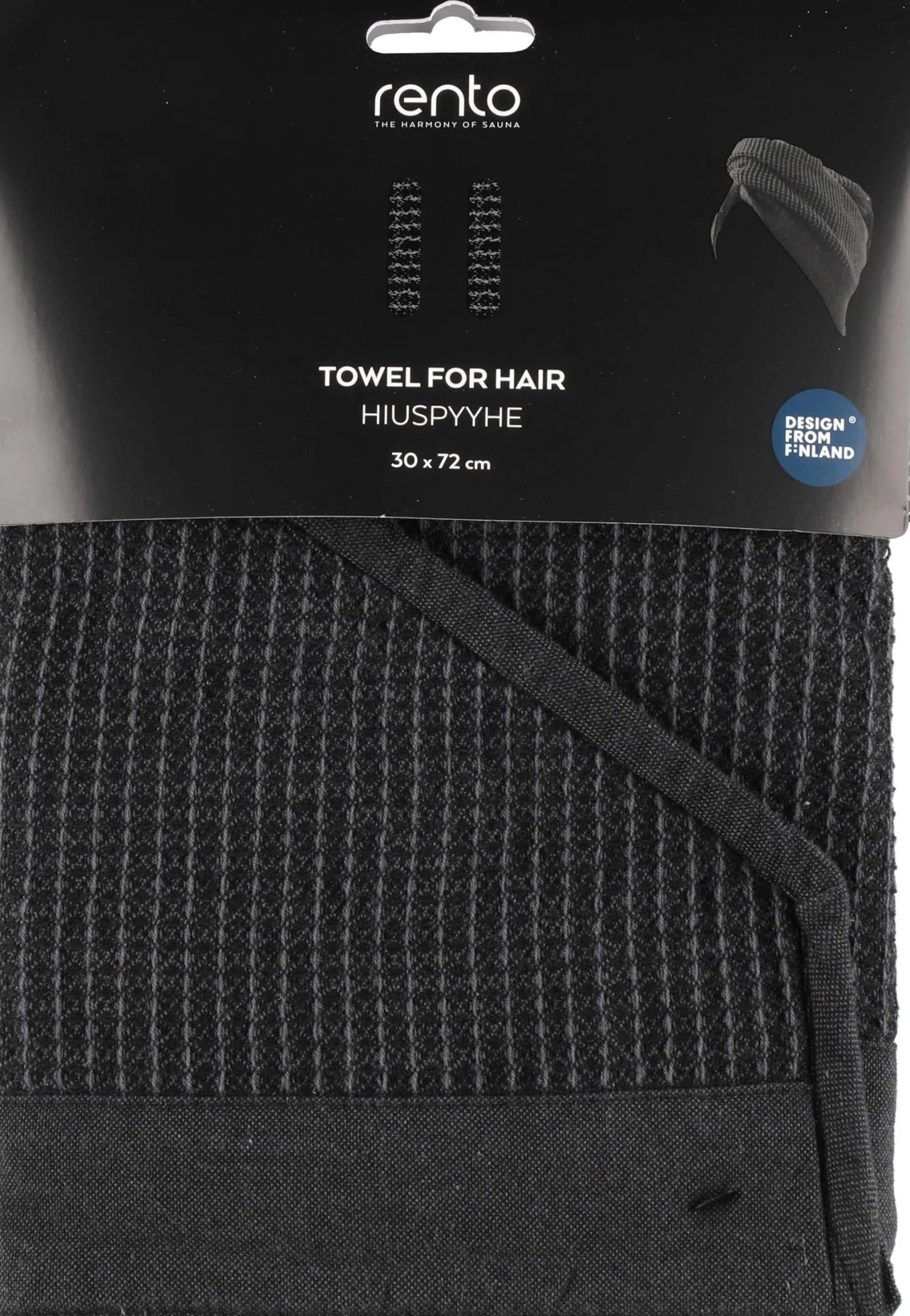 RentoKenno Hair towel 30x72 cm Black/Grey