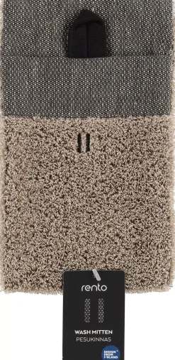Rento Linen Terry Wash Mitten 14x24 cm Black/Linen