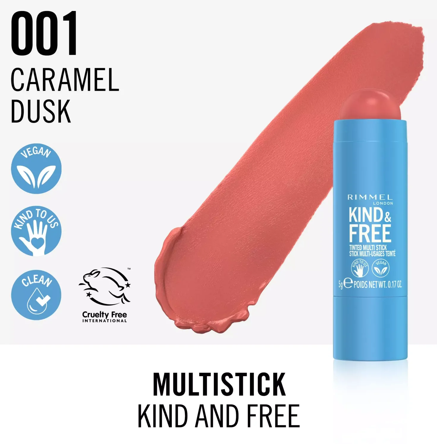 RimmelKind & Free Multi Stick 002 Peachy Cheeks