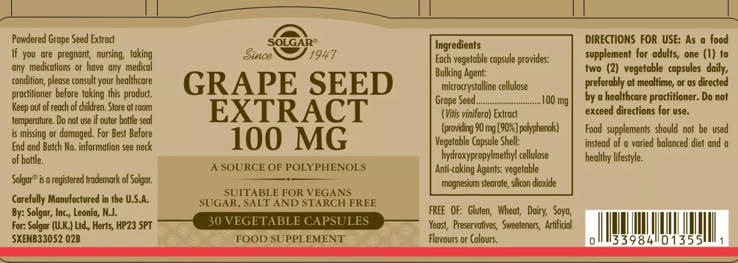 Solgar Grape Seed Extract 100 mg 30 stk