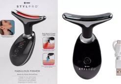 STYLPRO Fabulous Firmer LED Light Therapy Neck & Face Smoother Black
