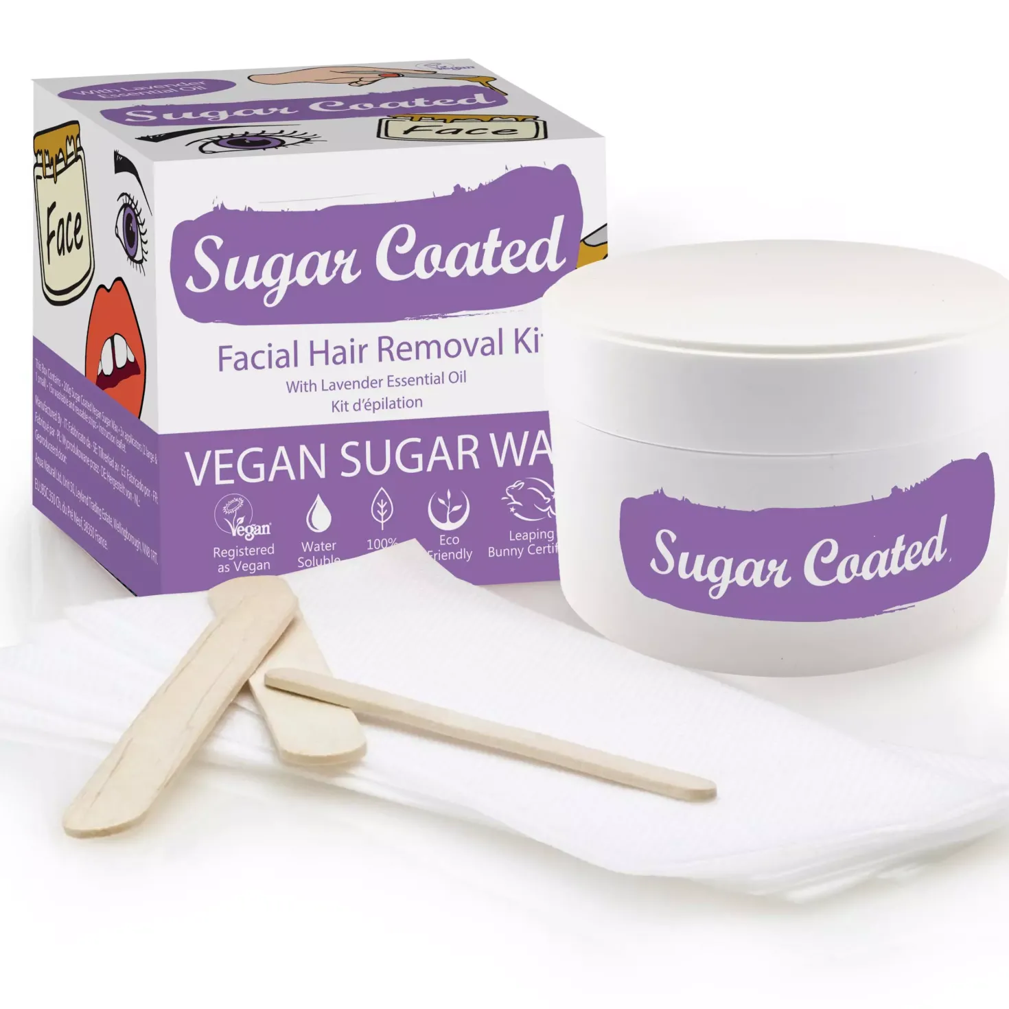 Sugar Coated Facial Hair Removal Kit With Lavender Essential 200 g