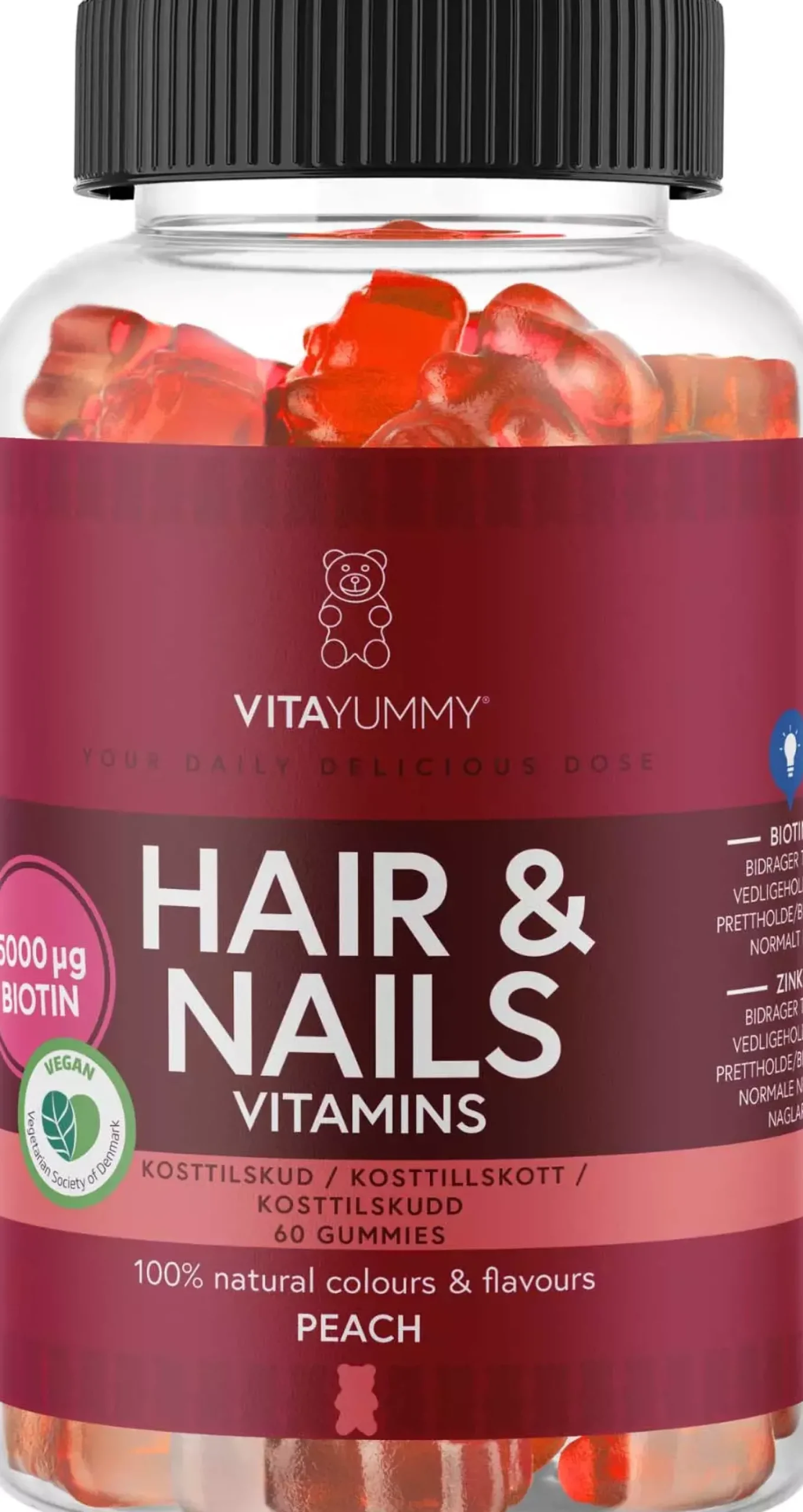 VitaYummy Hair & Nails Peach 60 stk