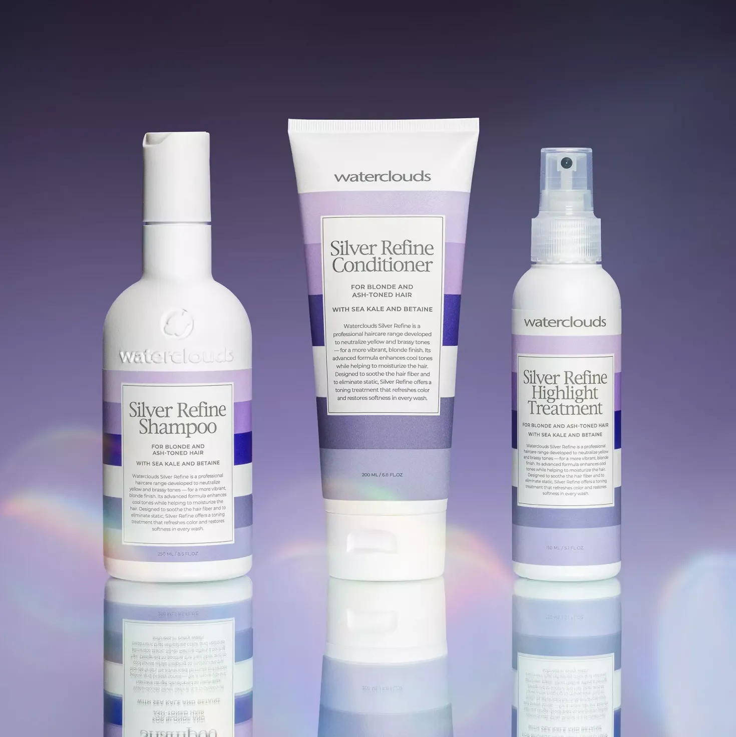WatercloudsSilver Refine Shampoo 250 ml & Conditioner 200 ml & Highlight Treatment 150 ml